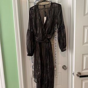 Express Black Metallic Stripe Dress